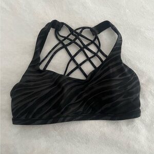 Lululemon Black Strappy Sports Bra with Subtle Zebra Print